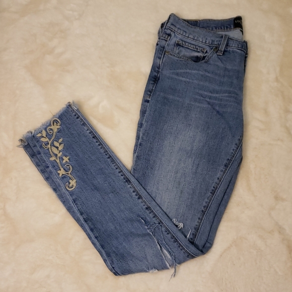 Lucky Brand Denim - Lucky Brand Distressed Embroidered Blue Jeans sz 6